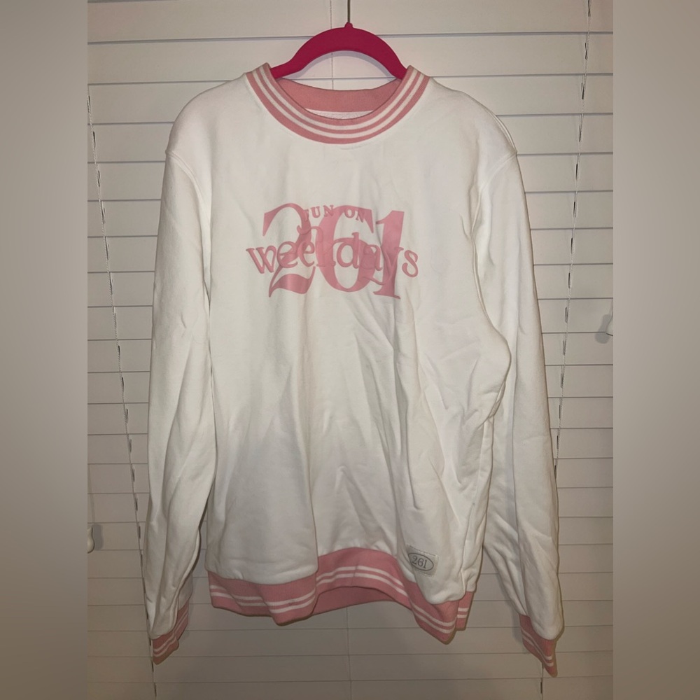 Pink and white sweater